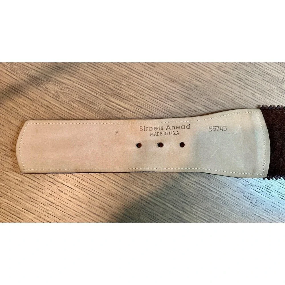Vintage Streets Ahead Leather Belt Wide Cutout Studded USA Boho M